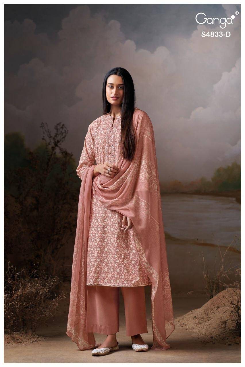 ILYNDRA 4833 By GANGA 4833A To 4833D Series Beautiful Festive Suits Colorful Stylish Fancy Casual Wear PREMIUM COTTON Dresses At Wholesale Price